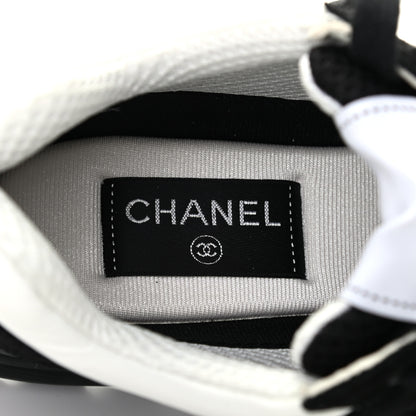 Chanel Mesh Suede Grained Calfskin Womens CC Sneakers 38 Black White 6 of 7