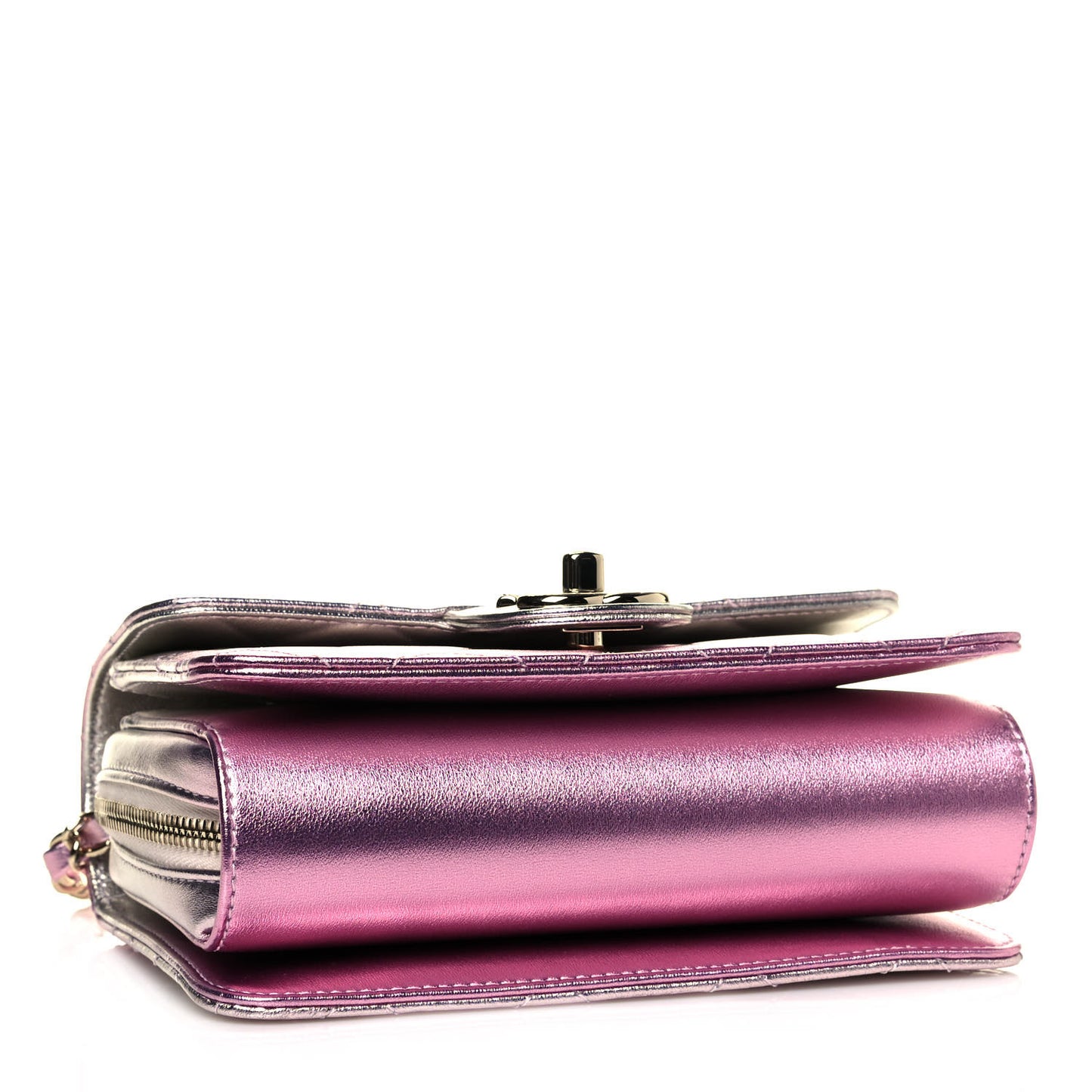 Metallic Lambskin Like A Wallet Flap Golden Pink