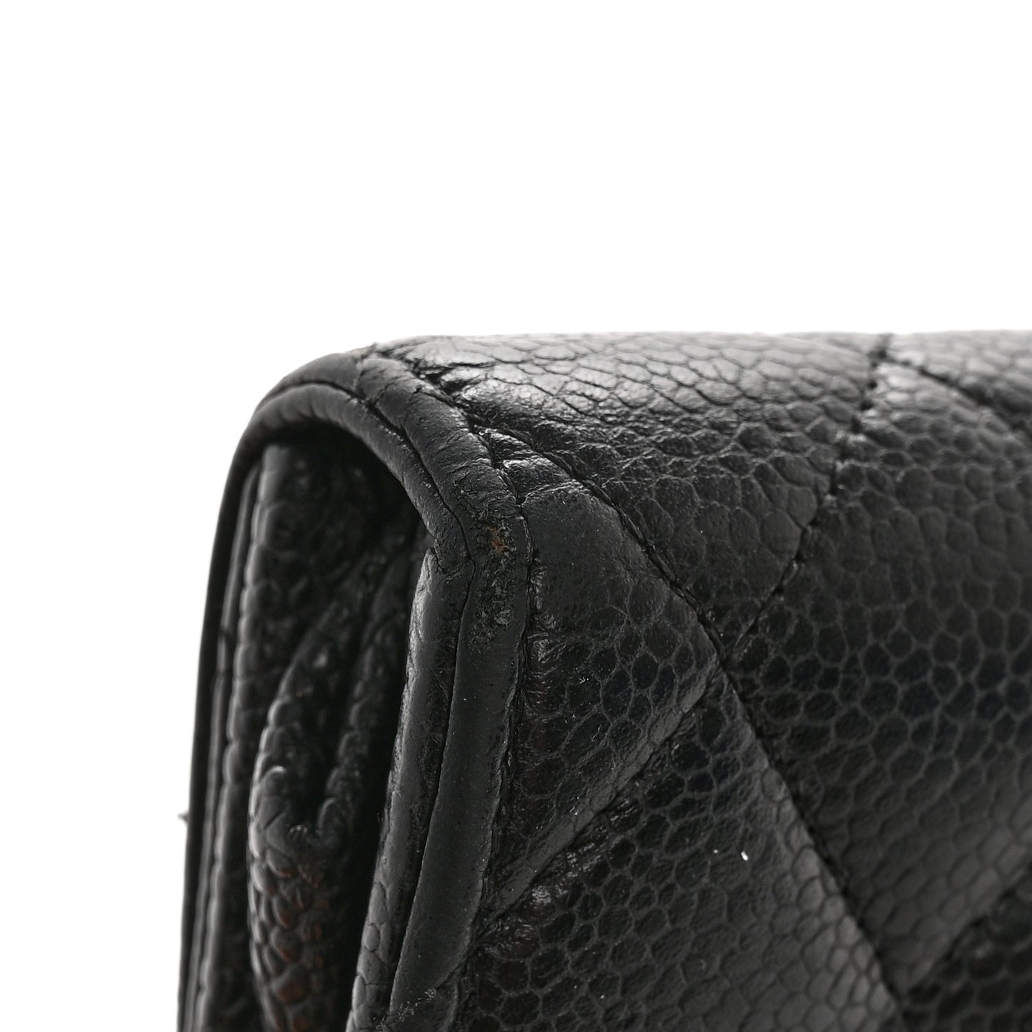 Caviar Quilted Large Gusset Flap Wallet Black