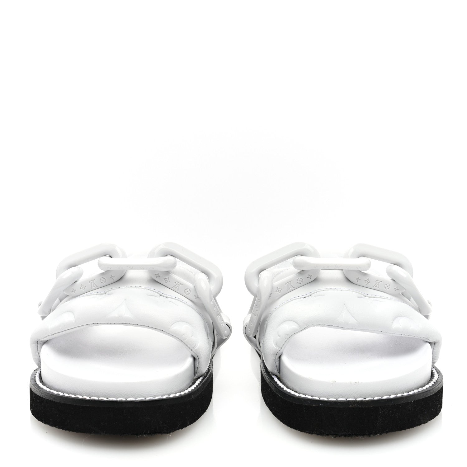 Louis Vuitton Calfskin Embossed Monogram Sunset Flat Comfort Mule 37 White 3 of 7