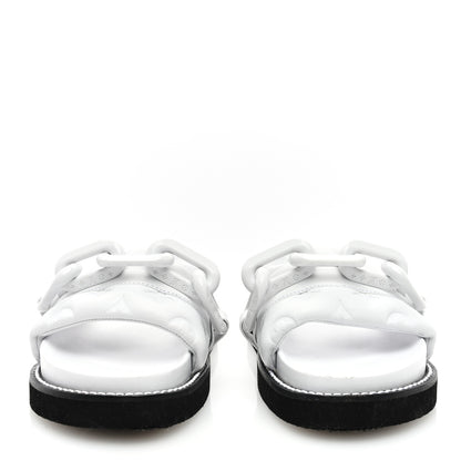 Louis Vuitton Calfskin Embossed Monogram Sunset Flat Comfort Mule 37 White 3 of 7