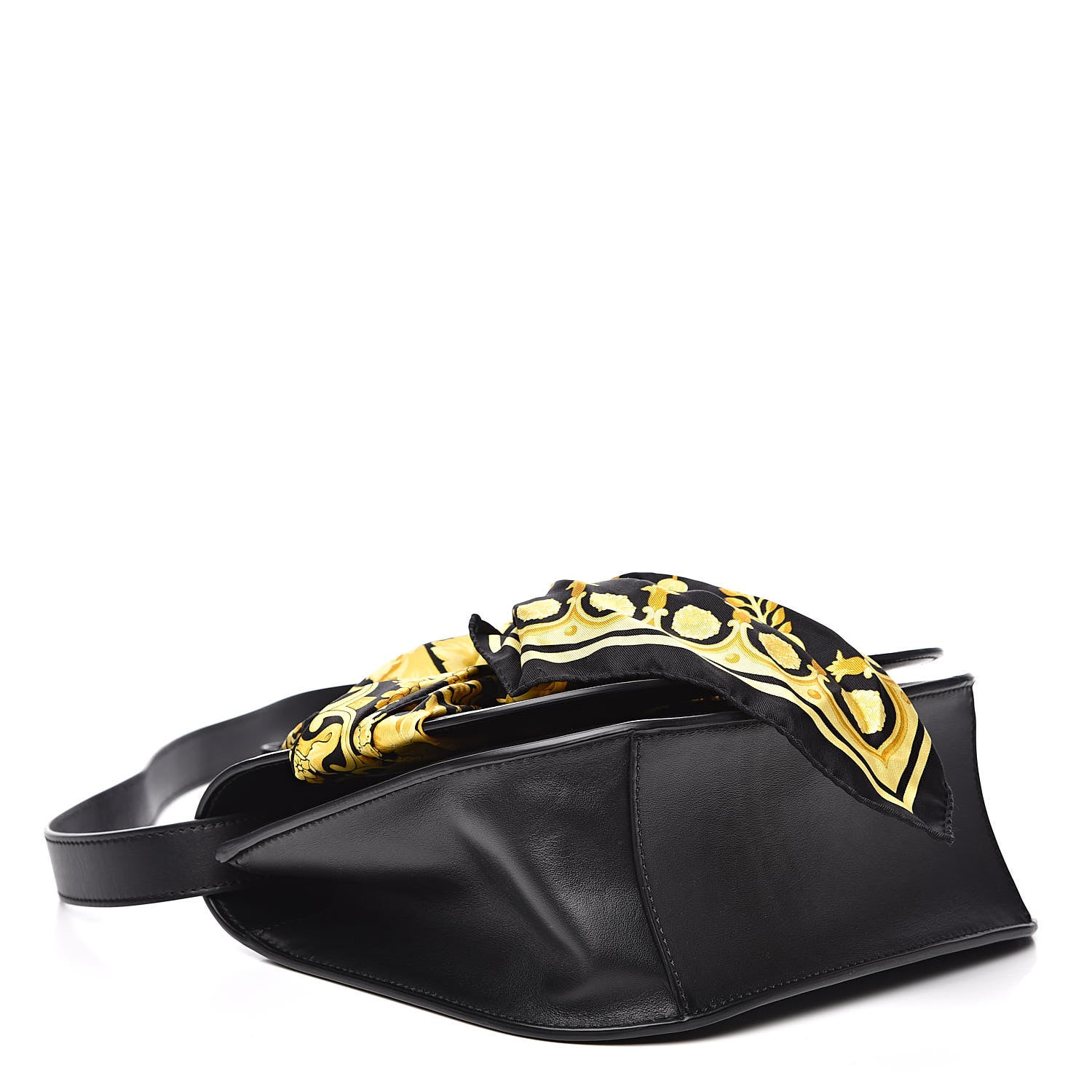 Versace Borsa Vitello Barocco Scarf Sash Shoulder Bag Black Multicolor 4 of 11