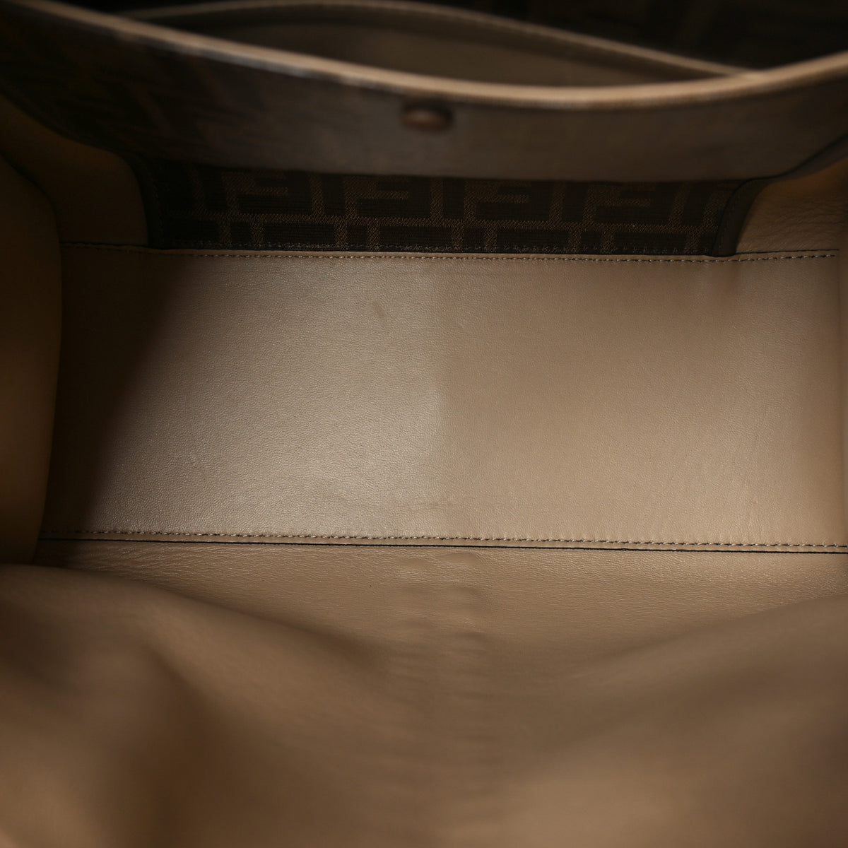Fendi Vitello Seta Glazed Fabric FF 1974 Medium Peekaboo X-Lite Maya Mogano Panna Maya Mogano Panna 5 of 10