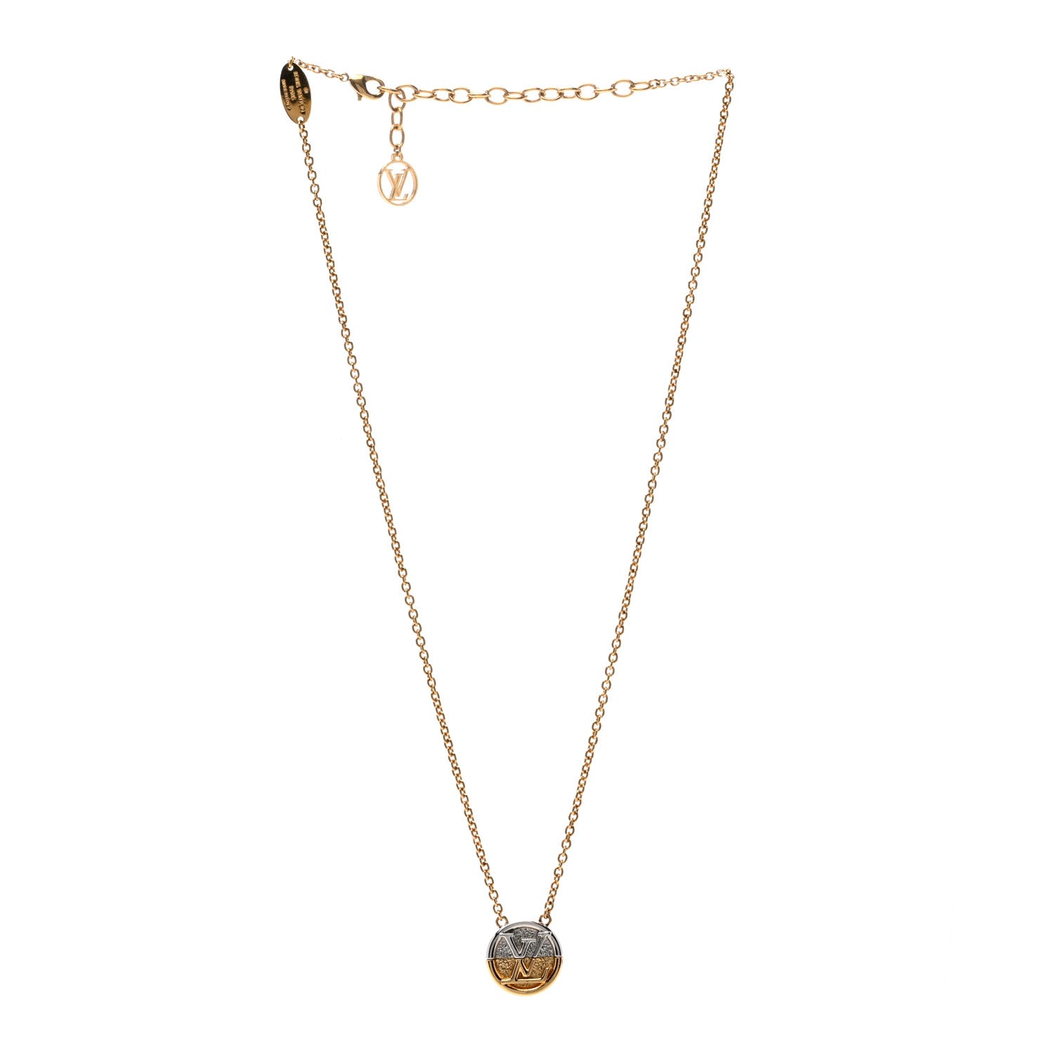 Louis Vuitton Metal L to V Necklace Gold Silver 3 of 4