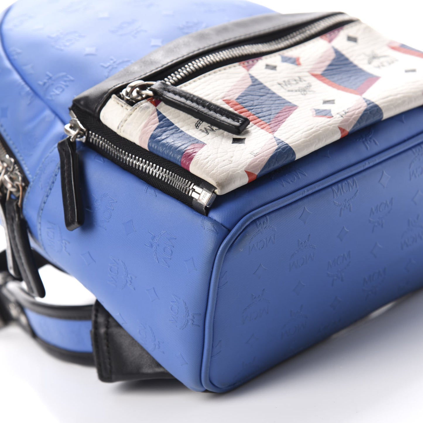 Calfskin Visetos Diamond Printed Small Backpack Blue