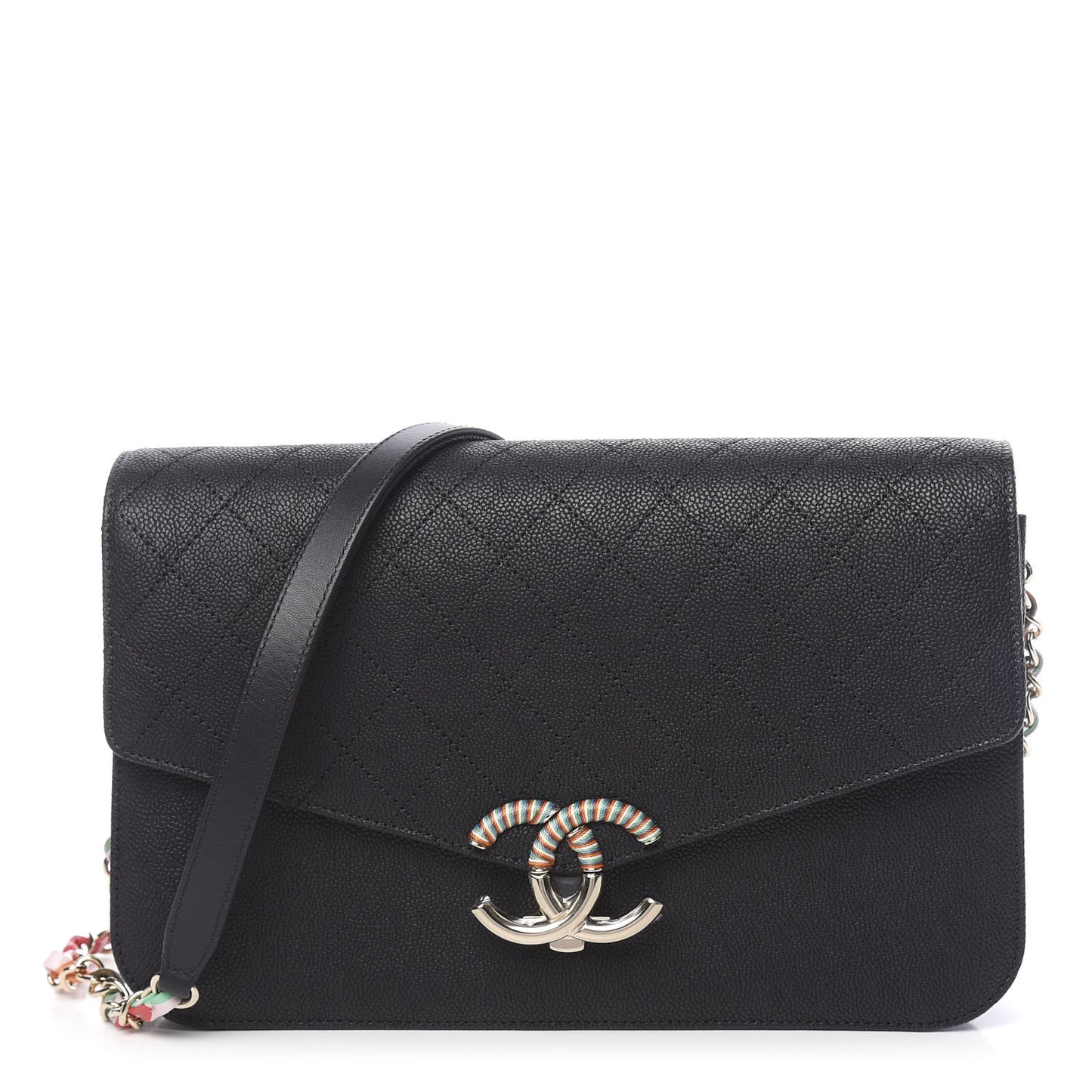 Grained Calfskin Quilted Cuba Flap Black