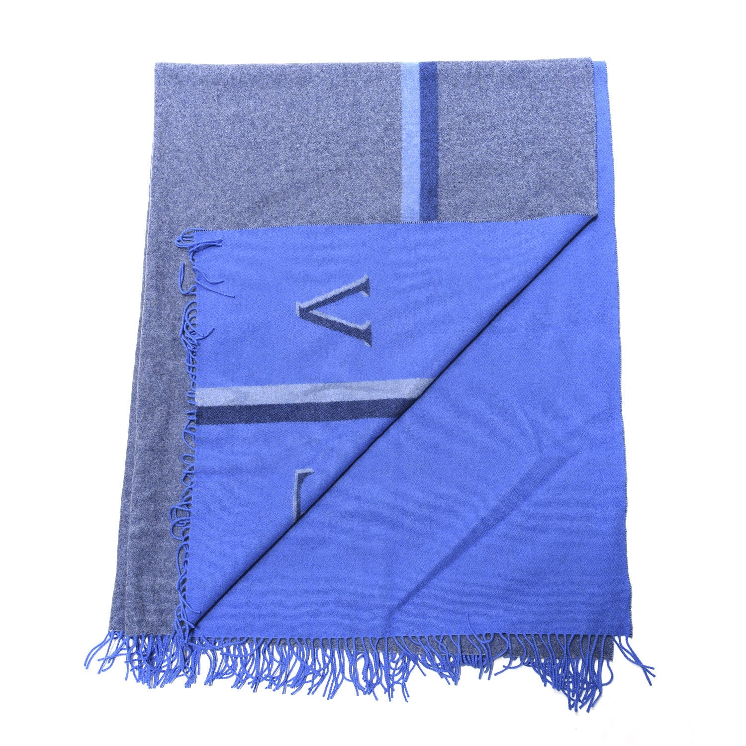 Louis Vuitton Wool Cashmere Classic Throw Navy 2 of 3