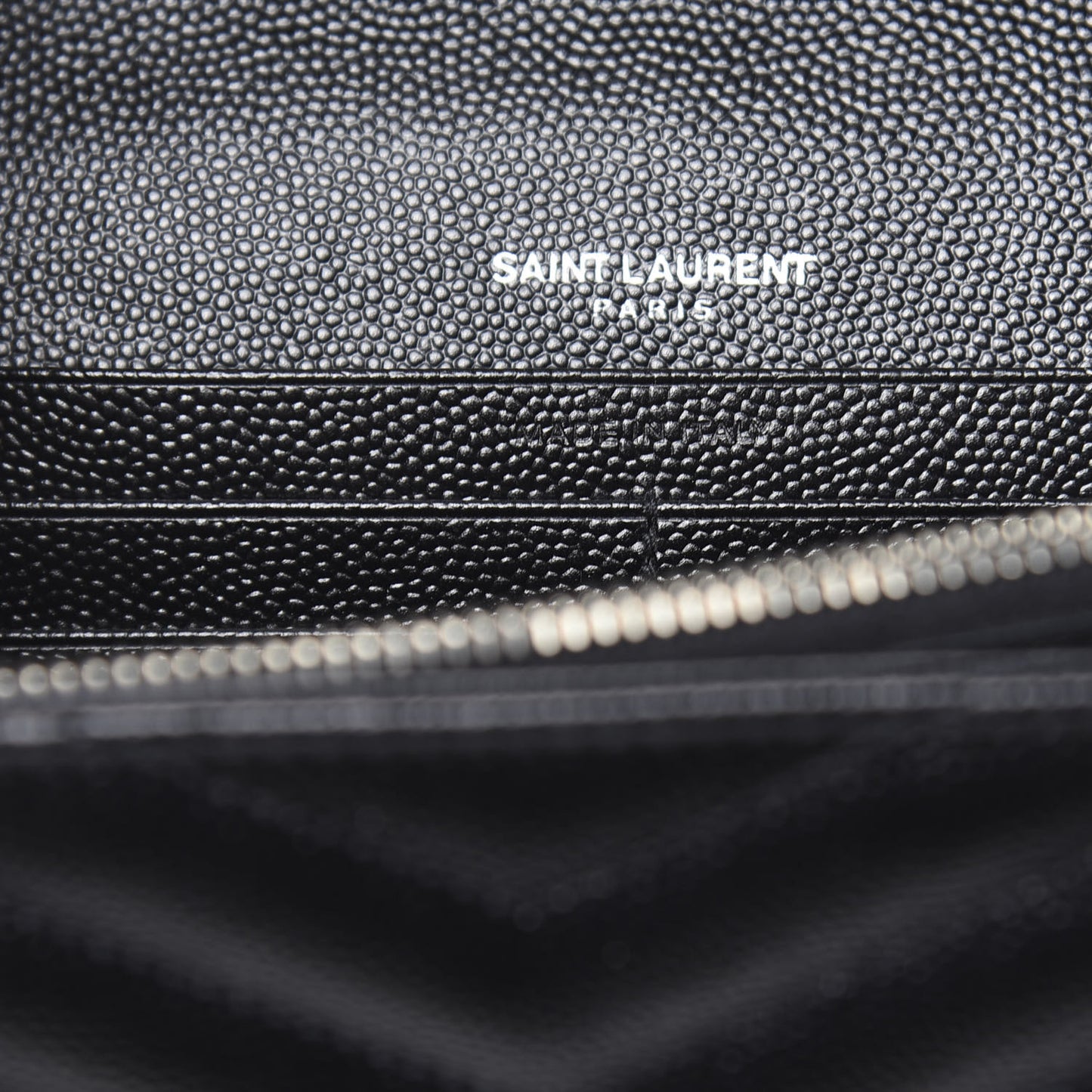 Grain De Poudre Matelasse Chevron Monogram Chain Wallet Black