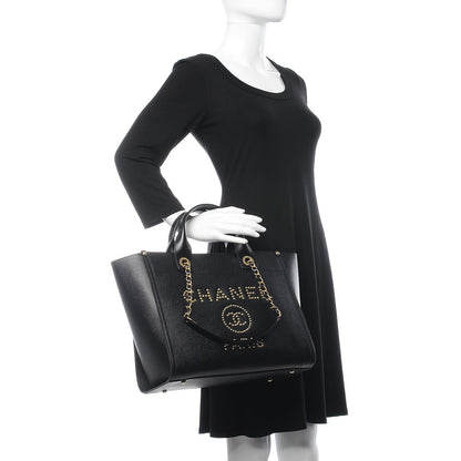 Chanel Caviar Small Studded Deauville Tote Black 3 of 11