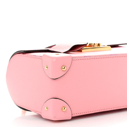 Gucci Textured Dollar Calfskin Berry Print Small Padlock Bamboo Shoulder Bag Pink Purple 9 of 11