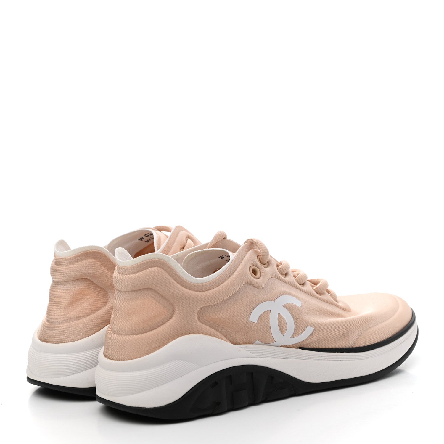 Chanel Lycra Fabric CC Sneakers 38 Beige 4 of 8