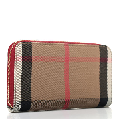 Burberry Grainy Calfskin House Check Elmore Zip Around Wallet Russet Red 2 of 6