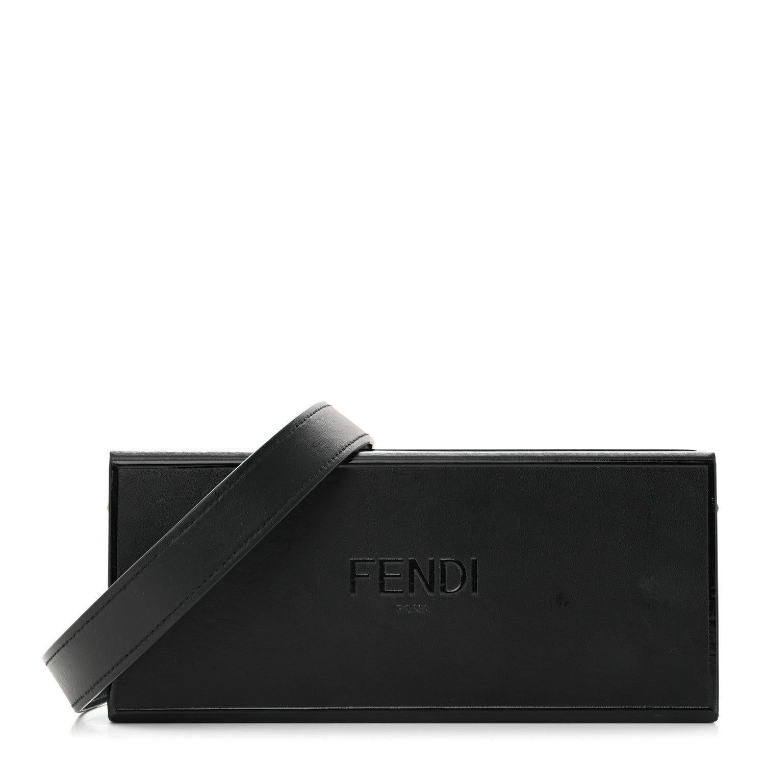Fendi Vitello Grace Light Logo Horizontal Box Crossbody Bag Black 1 of 17