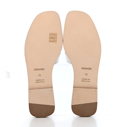 Hermes Box Calfskin Oran Sandals 40 White 5 of 9