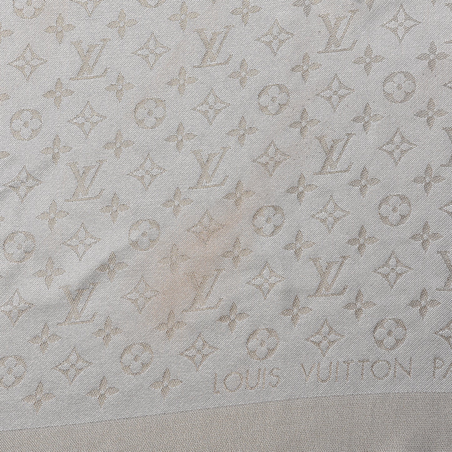 Silk Wool Monogram Shine Shawl Charcoal Greige