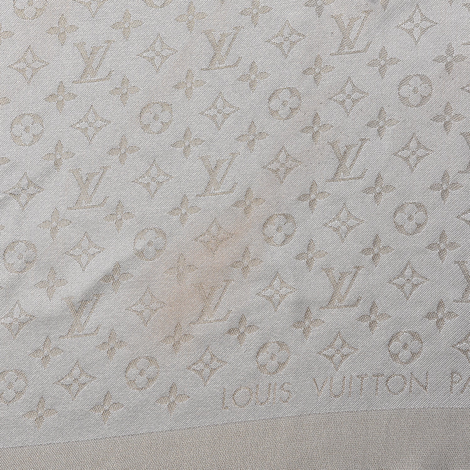 Louis Vuitton Silk Wool Monogram Shine Shawl Charcoal Greige 5 of 6