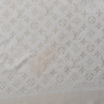 Louis Vuitton Silk Wool Monogram Shine Shawl Charcoal Greige 5 of 6