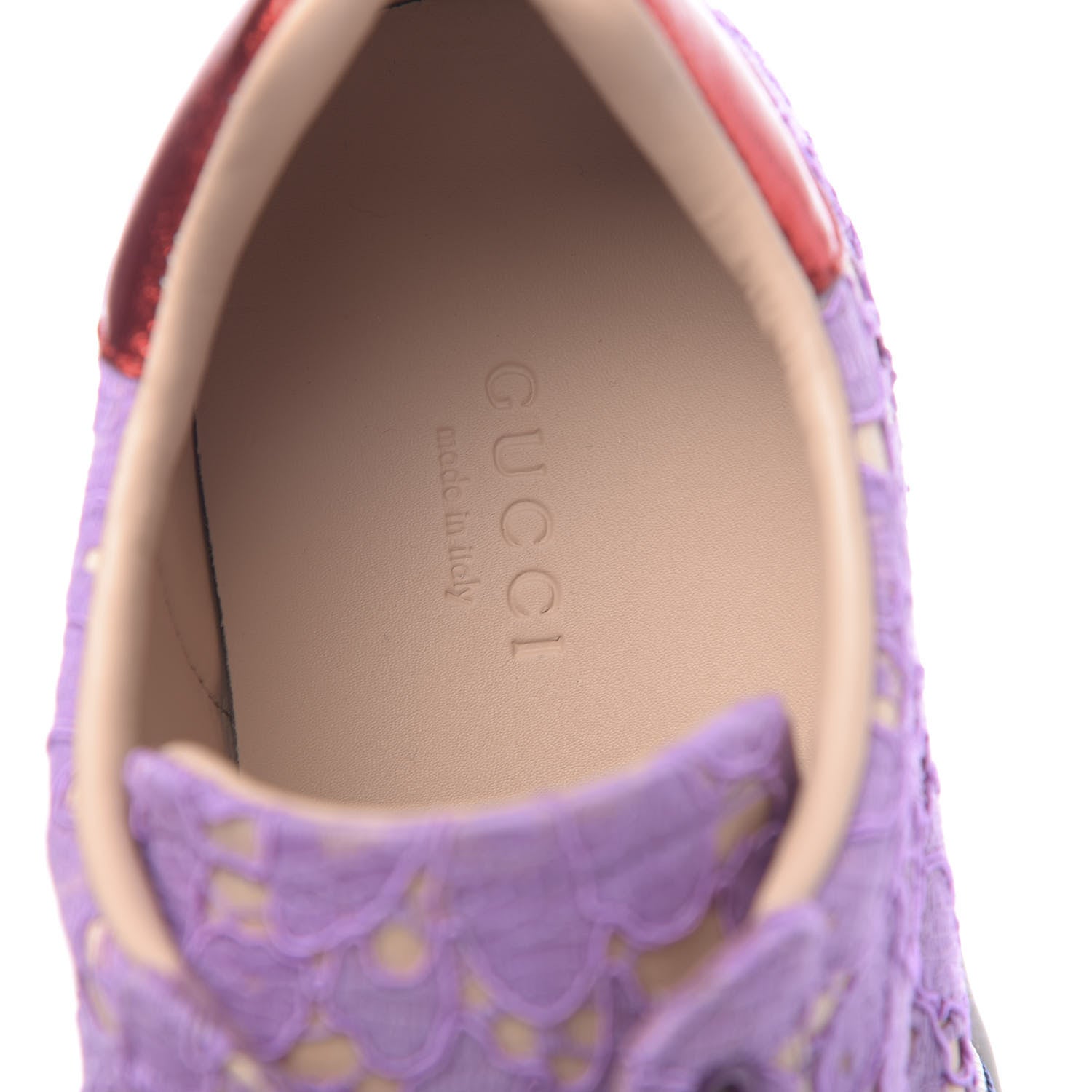 Gucci Lace Crystal Sylvie Web Flower Leaf Womens Ace Sneakers 37.5 Wisteria Perfect Pink 6 of 10
