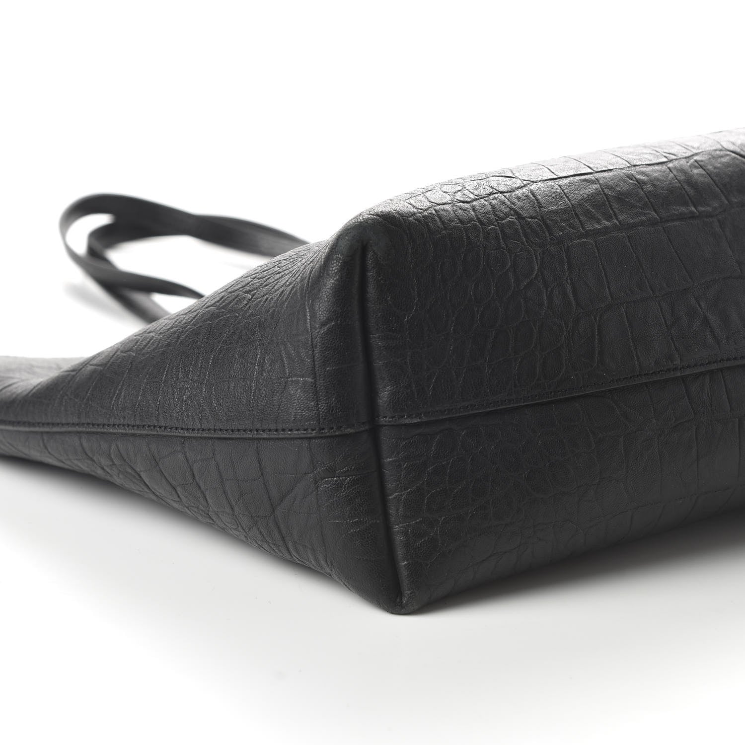 Saint Laurent Calfskin Crocodile Embossed Large Shopper Tote Black 6 of 9