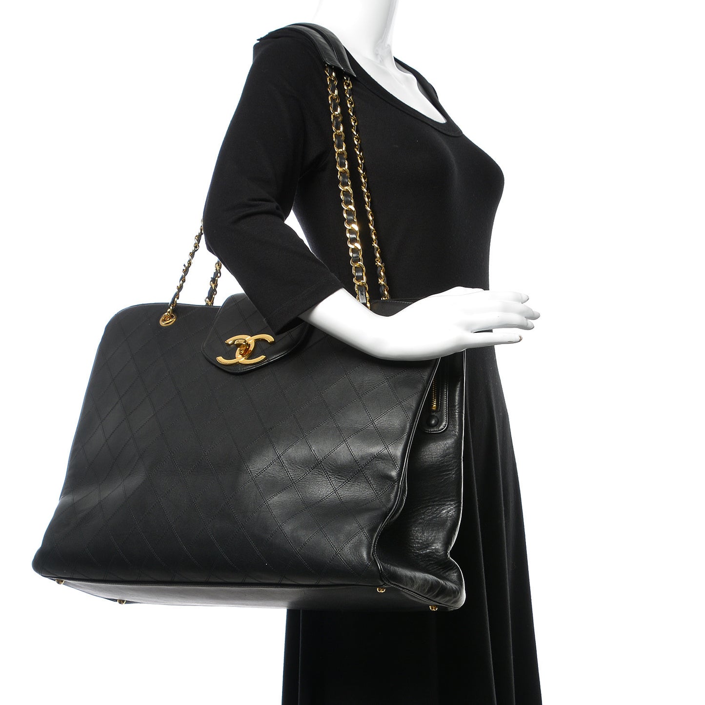 Calfskin Stitched XL Weekender Black