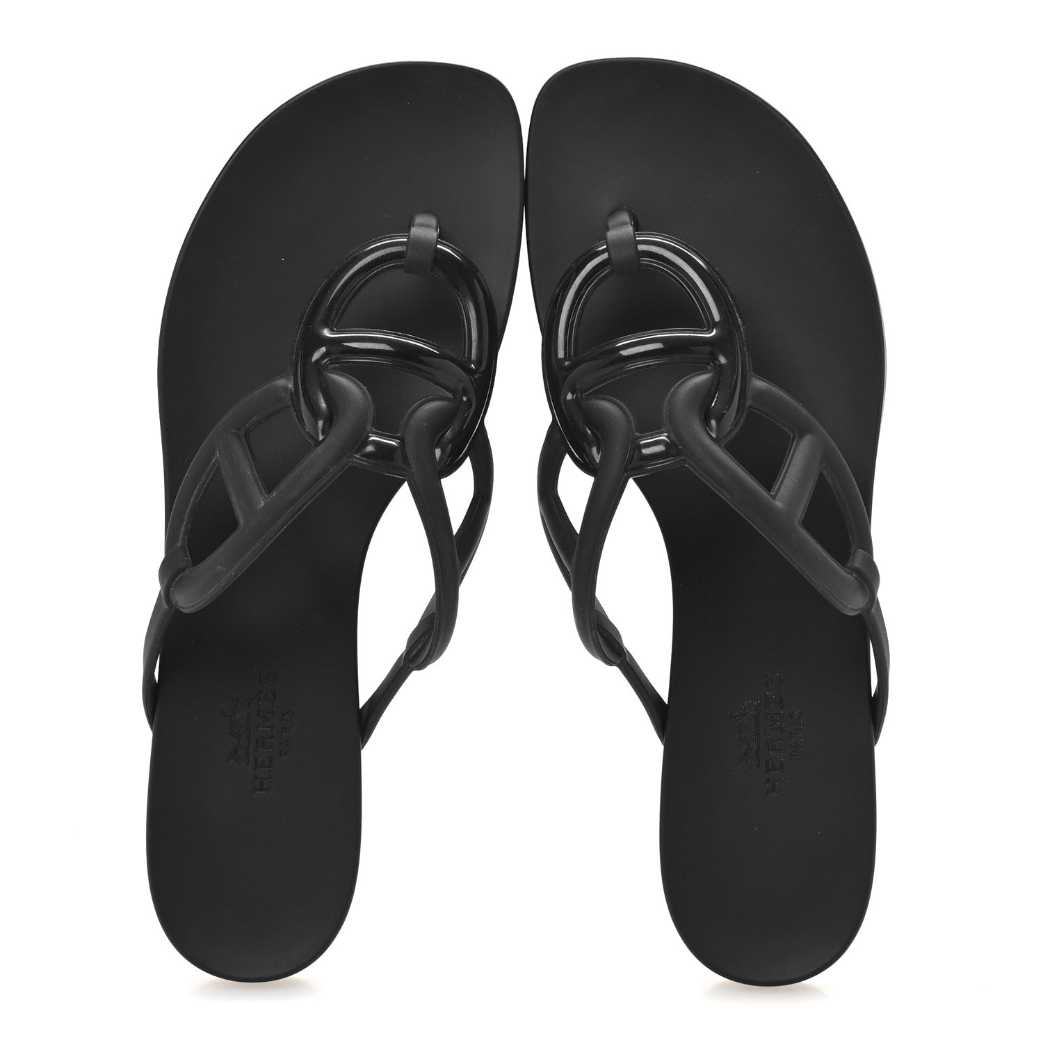 Hermes Rubber Womens Egerie Sandals 36 Black 2 of 10