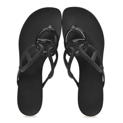 Hermes Rubber Womens Egerie Sandals 36 Black 2 of 10