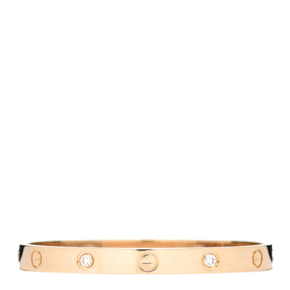 Cartier 18K Yellow Gold 4 Diamond LOVE Bracelet 17 1 of 5
