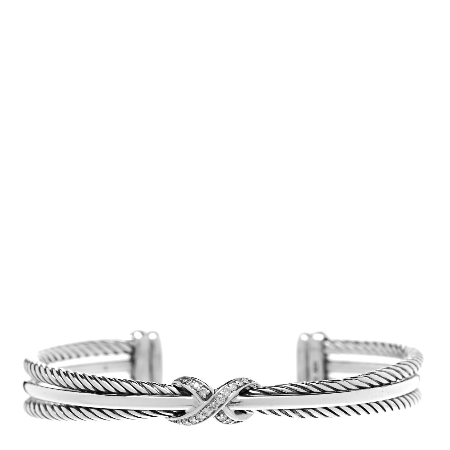 Sterling Silver Diamond 7mm Crossover X Bracelet