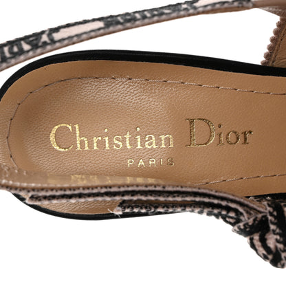 Christian Dior Canvas Embroidered Jardin Botanique J'Adoir Slingback 100mm Pumps 36.5 Black Nude 6 of 10
