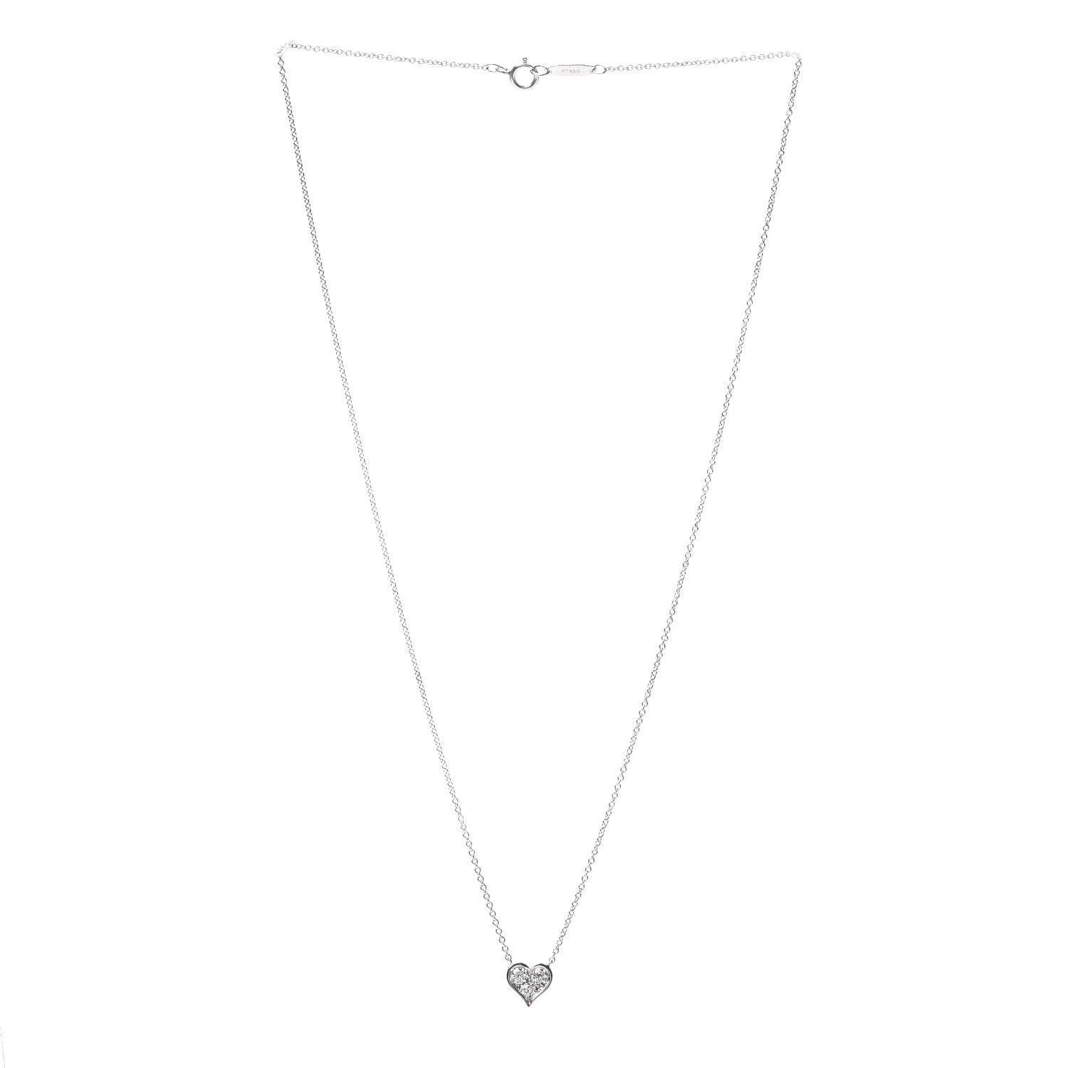 Tiffany Platinum Diamond Heart Pendant Necklace 3 of 5
