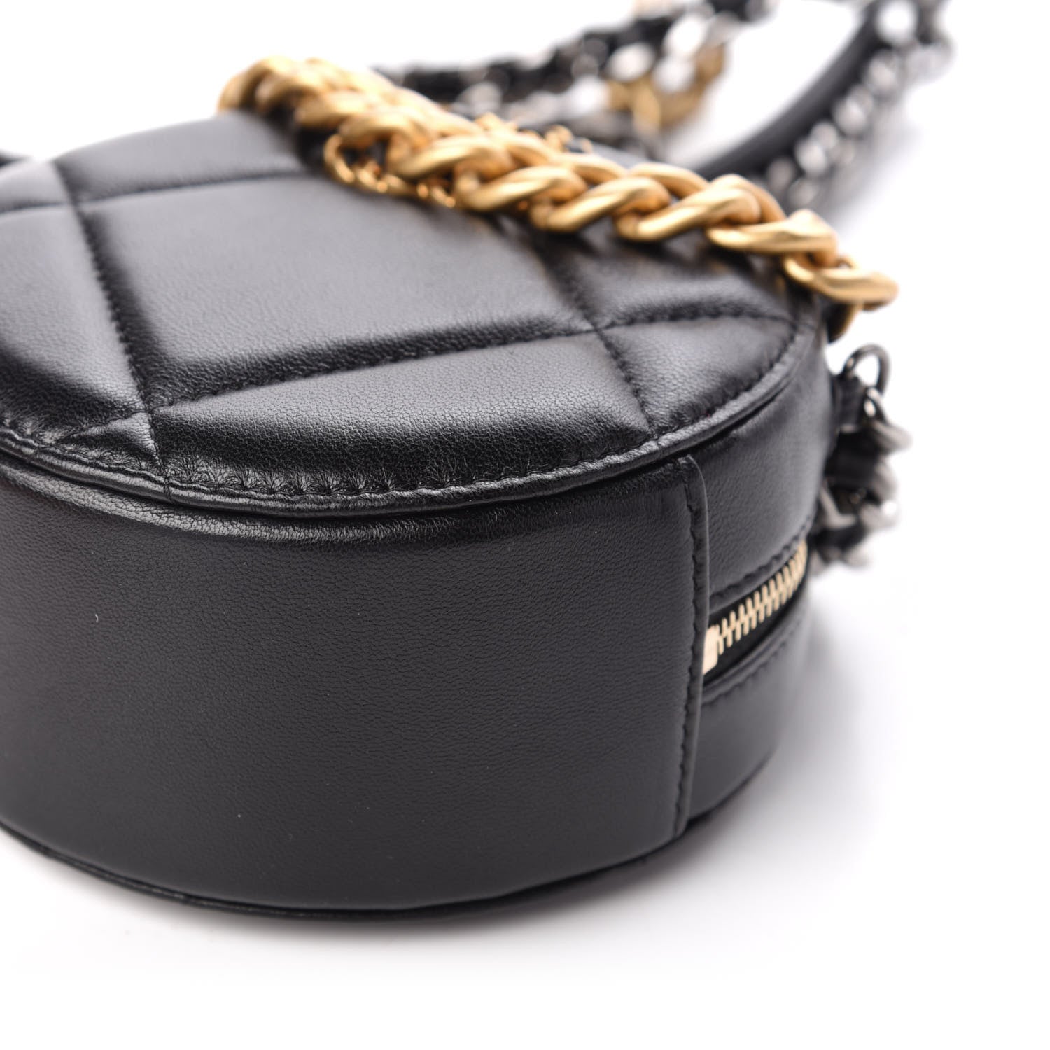 Chanel Lambskin Quilted 19 Round Clutch With Chain Black 7 of 10