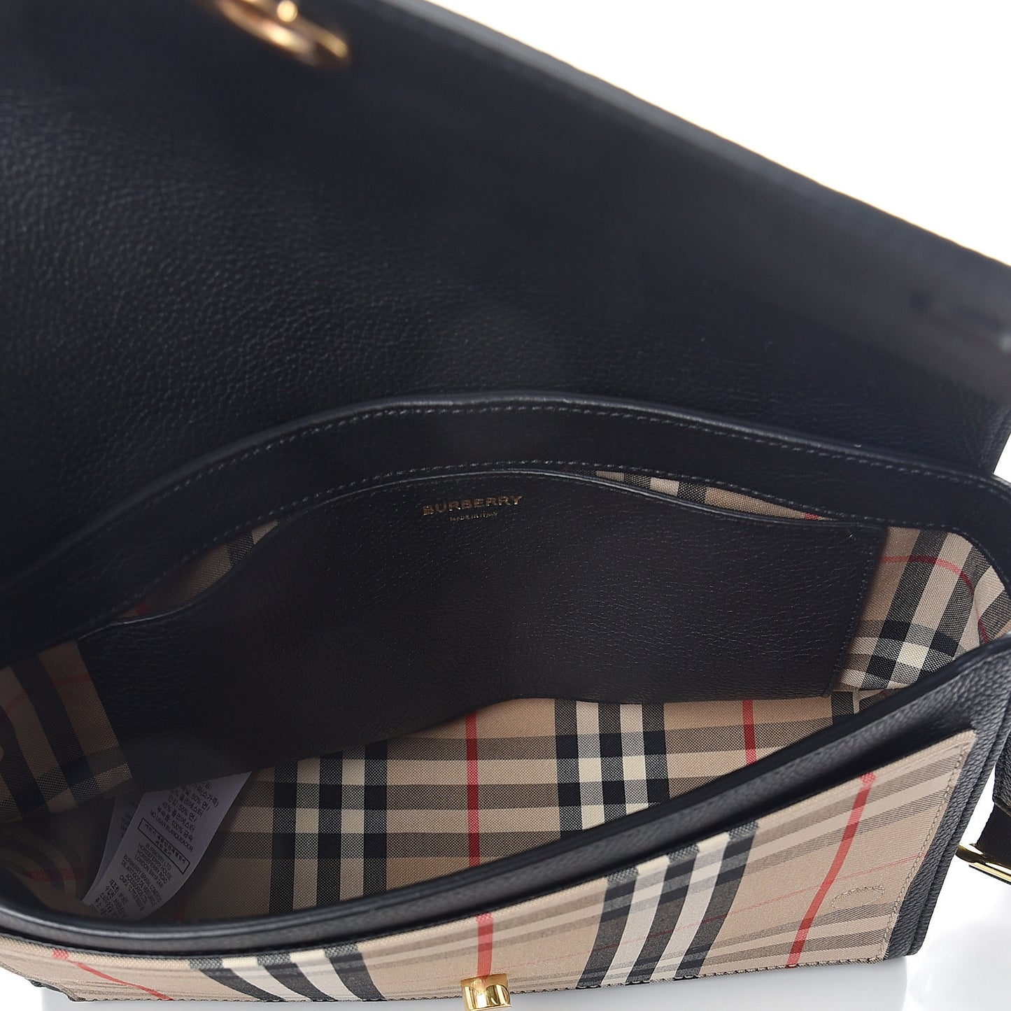 Grainy Calfskin Vintage Check Note Crossbody Bag Black