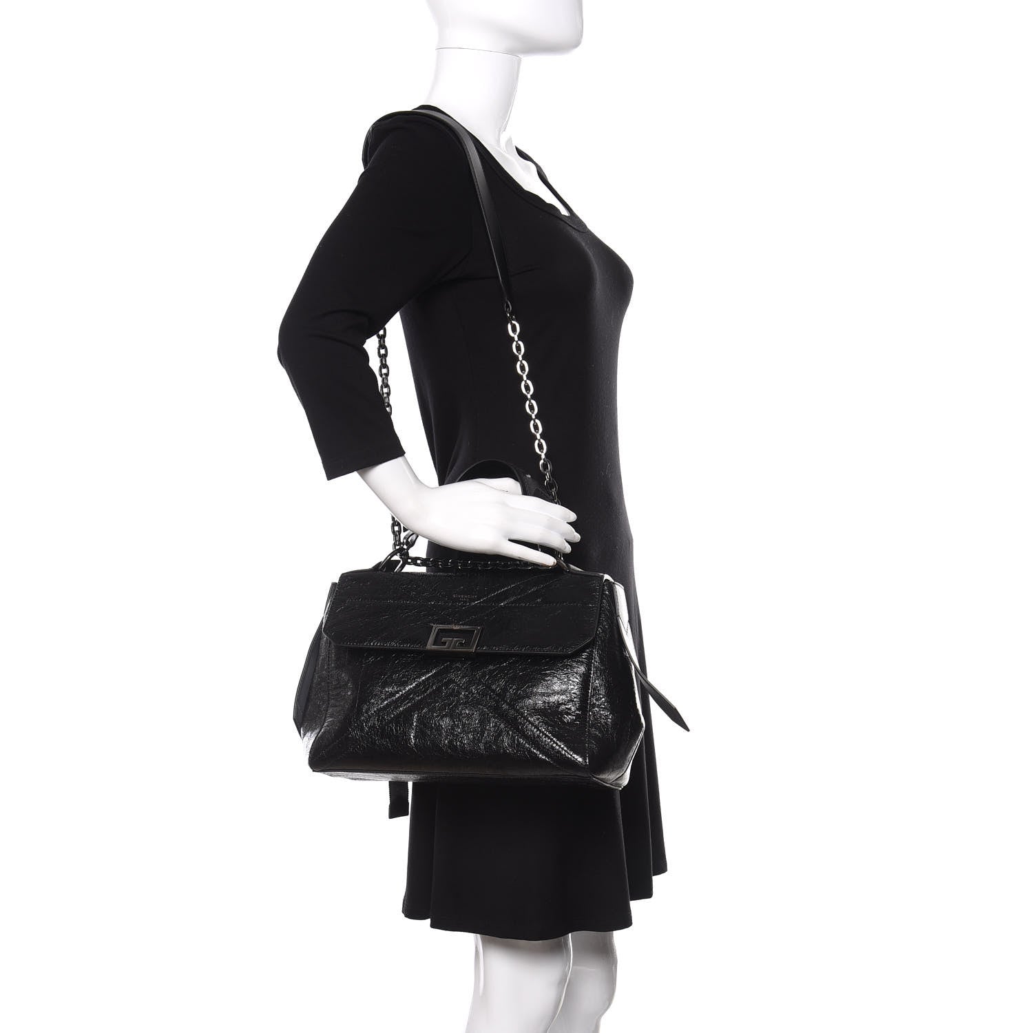 Givenchy Creased Patent Calfskin Medium ID Flap Black 2 of 10