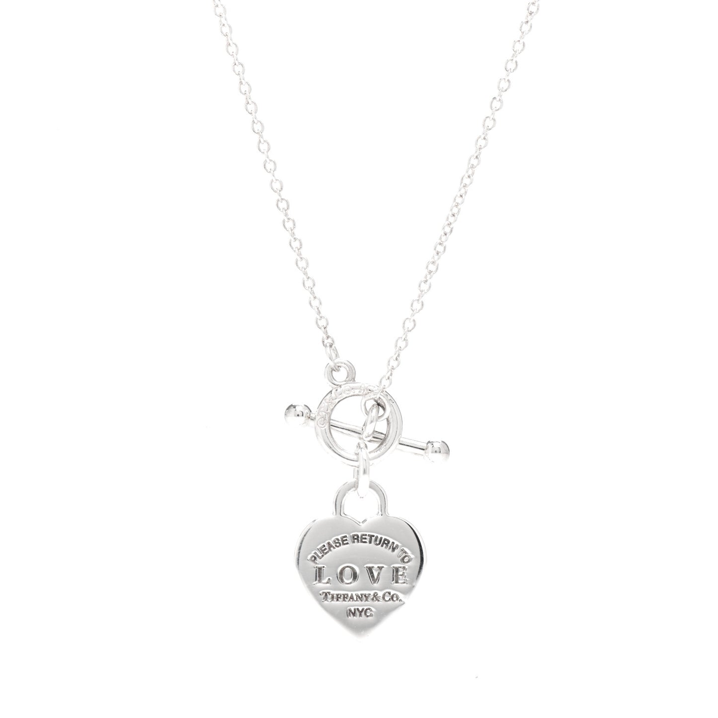 Sterling Silver Enamel Return to Tiffany Love Heart Necklace Blue