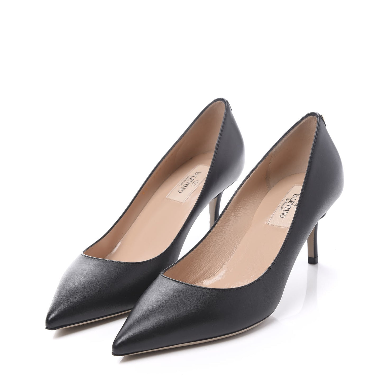 Calfskin Rockstud Simple Low Heel Pumps 37.5 Black