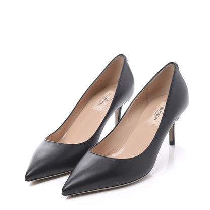 Valentino Garavani Calfskin Rockstud Simple Low Heel Pumps 37.5 Black 3 of 8