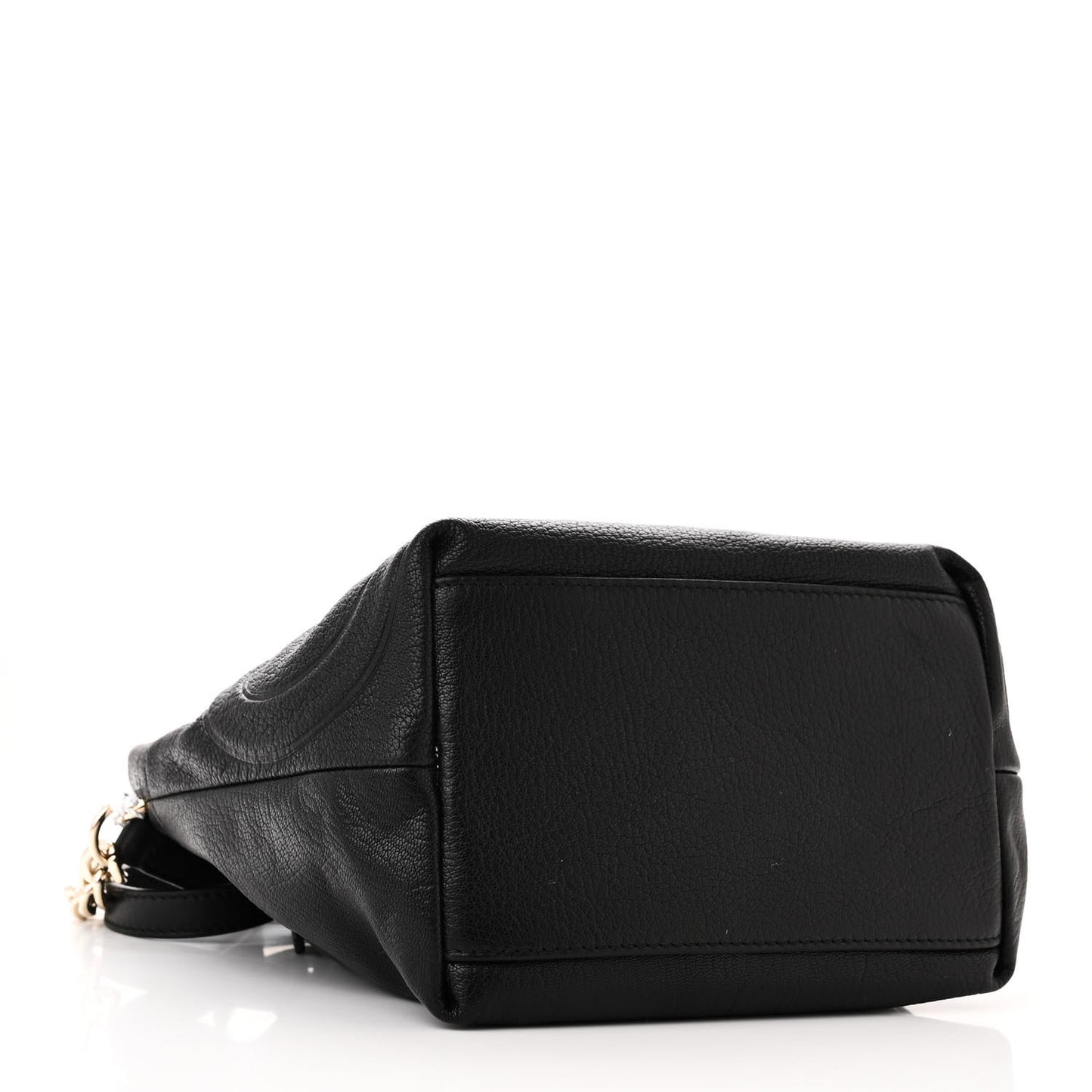 Grainy Calfskin Juno Bucket Bag Black