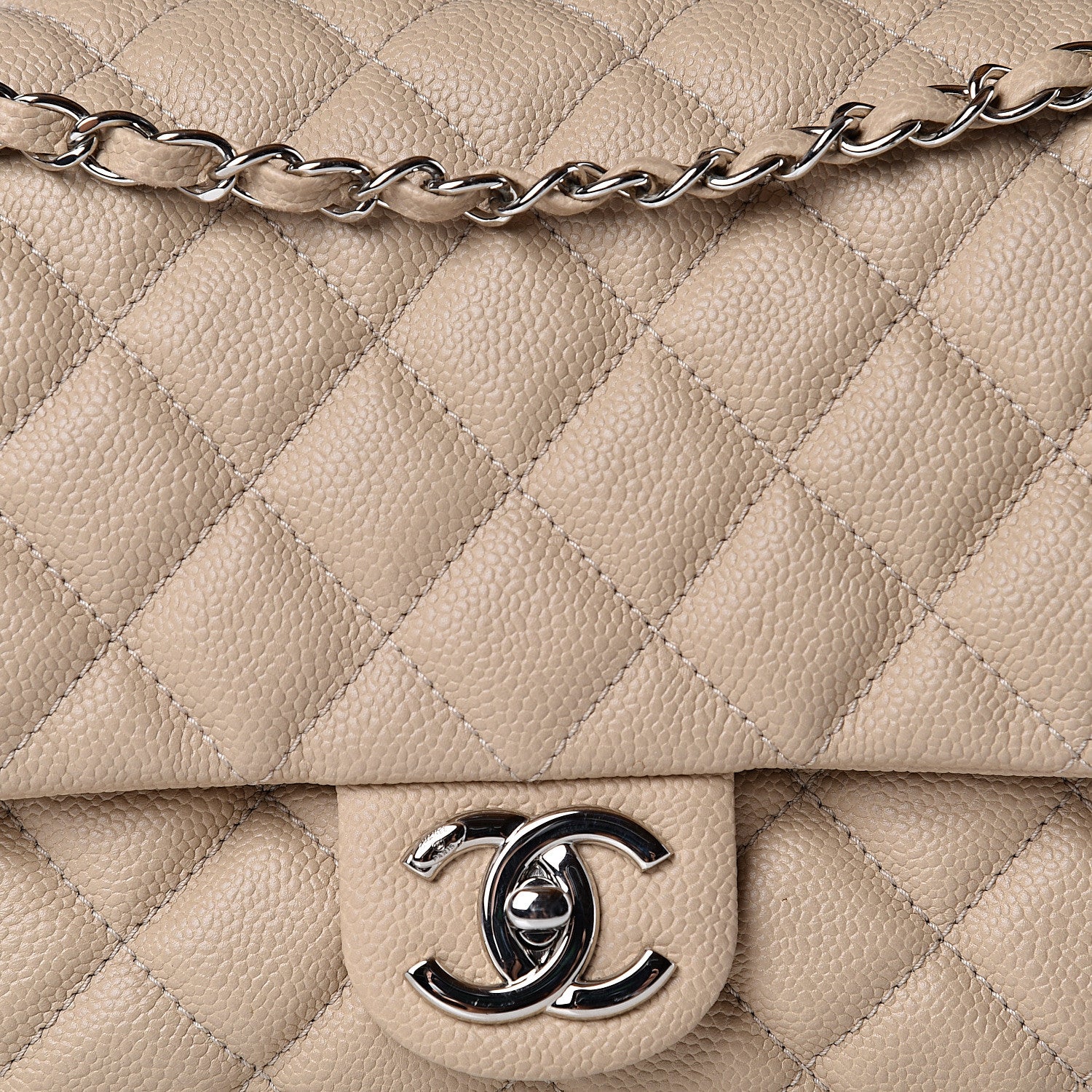 Chanel Caviar Quilted Jumbo Easy Flap Beige 9 of 10