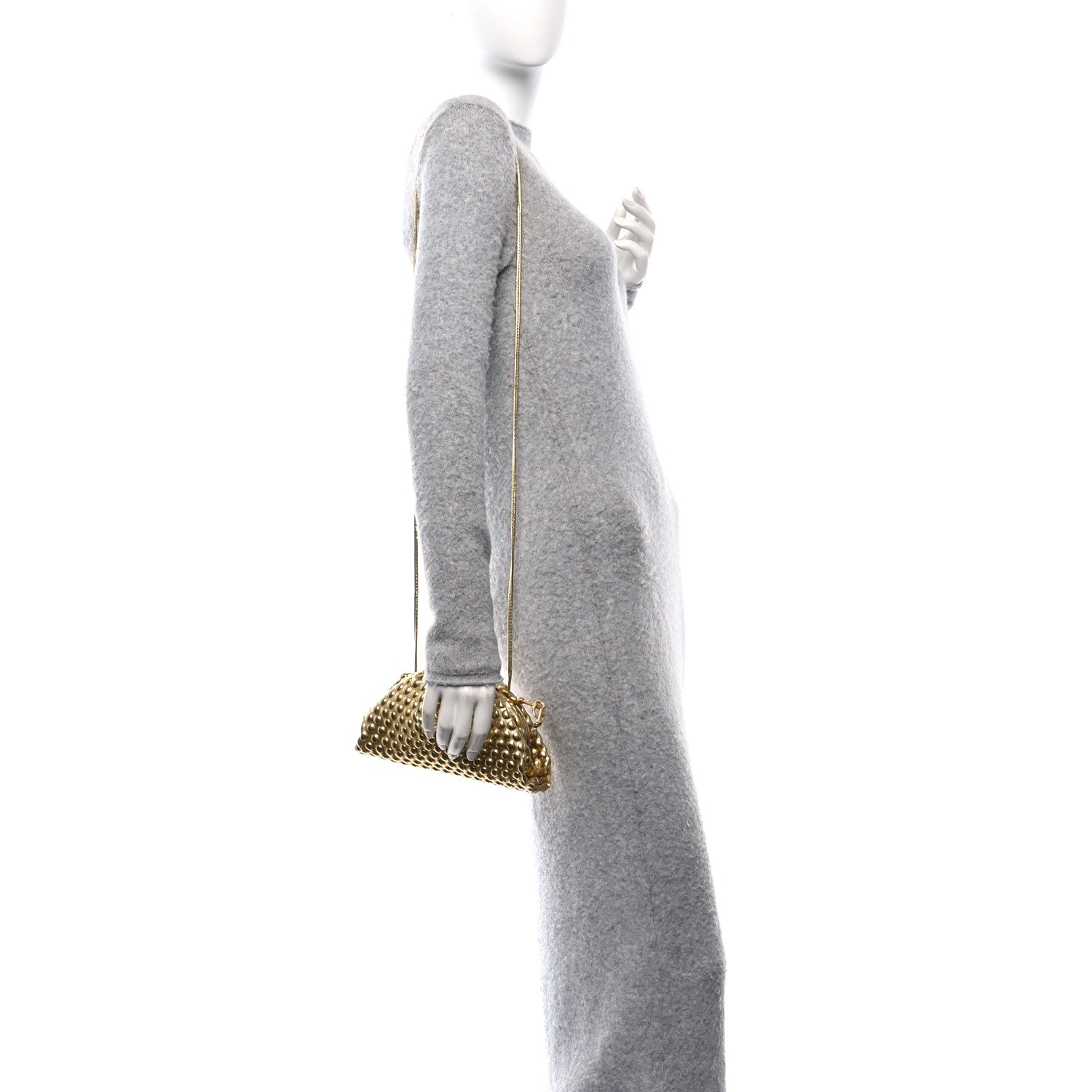 Bottega Veneta Metallic Fabric Bubble Wrap The Mini Pouch Gold 2 of 9
