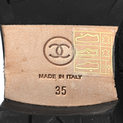 Chanel Sheepskin Quilted Lace Up Combat Boots 35 Black 6 of 6