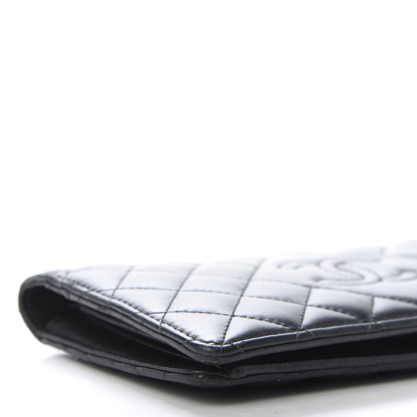 Lambskin Quilted Diamond CC Yen Wallet Black
