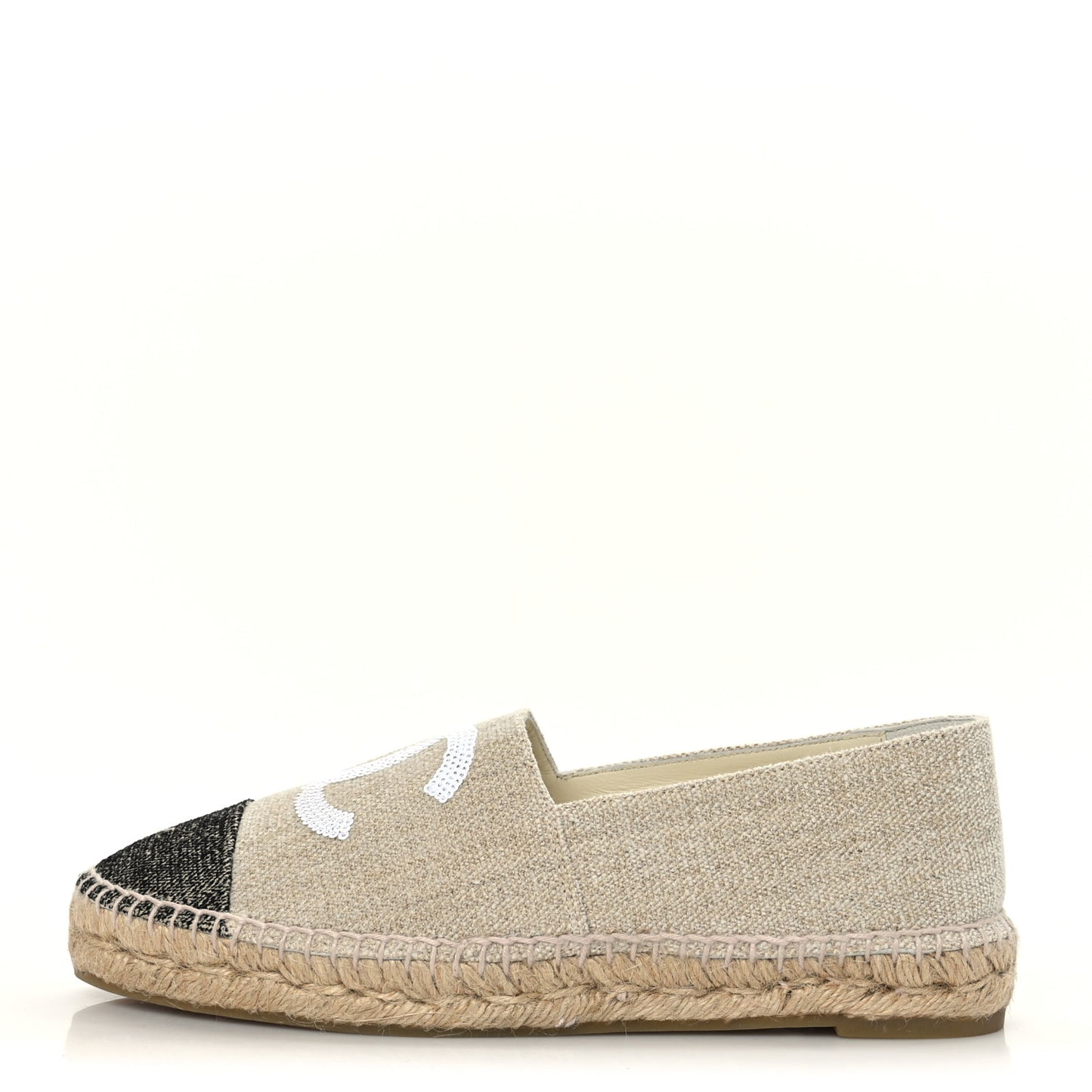 Toile Sequin CC Espadrilles 39 Beige Black