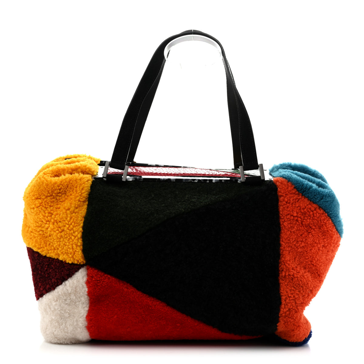 Fendi Shearling Snakeskin Geometric To You Satchel  Multicolor 1 of 14