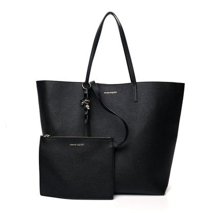 Alexander McQueen Grained Calfskin Skull Open Shopper Tote Black 1 of 13