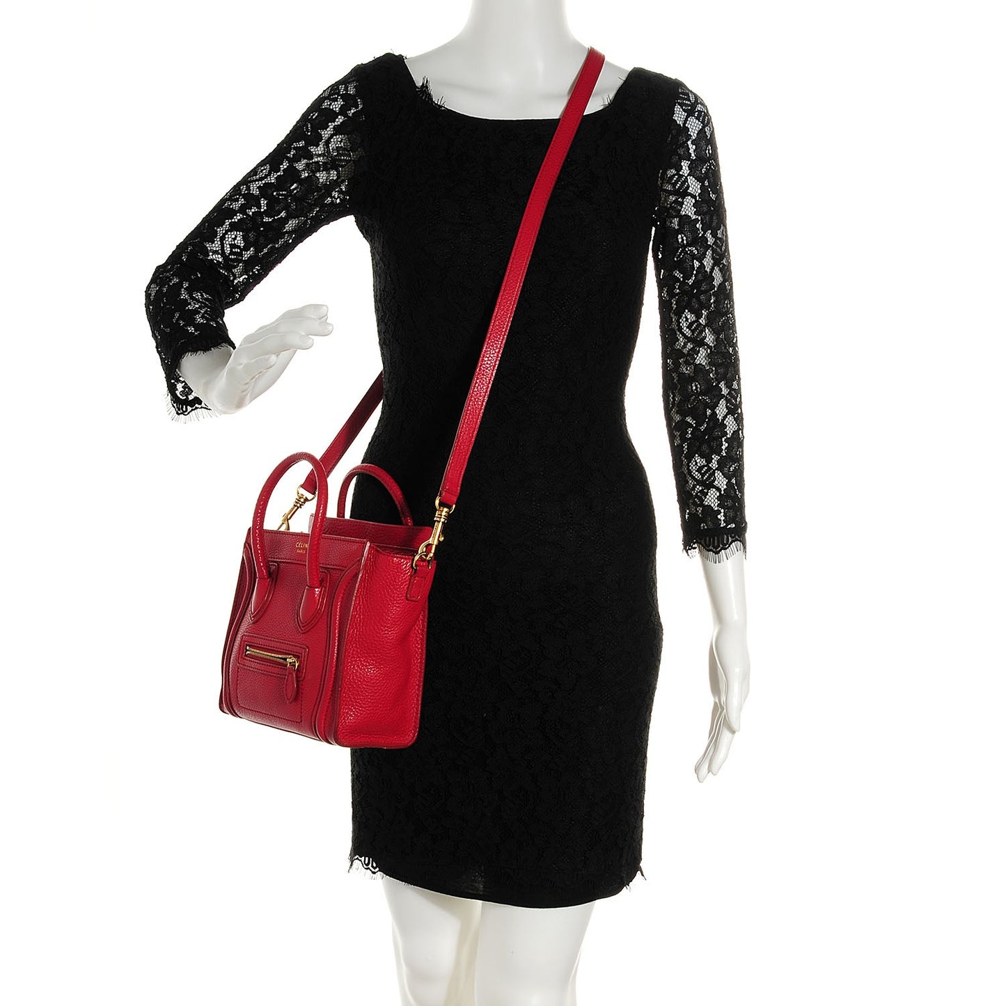 Pebbled Calfskin Nano Luggage Red