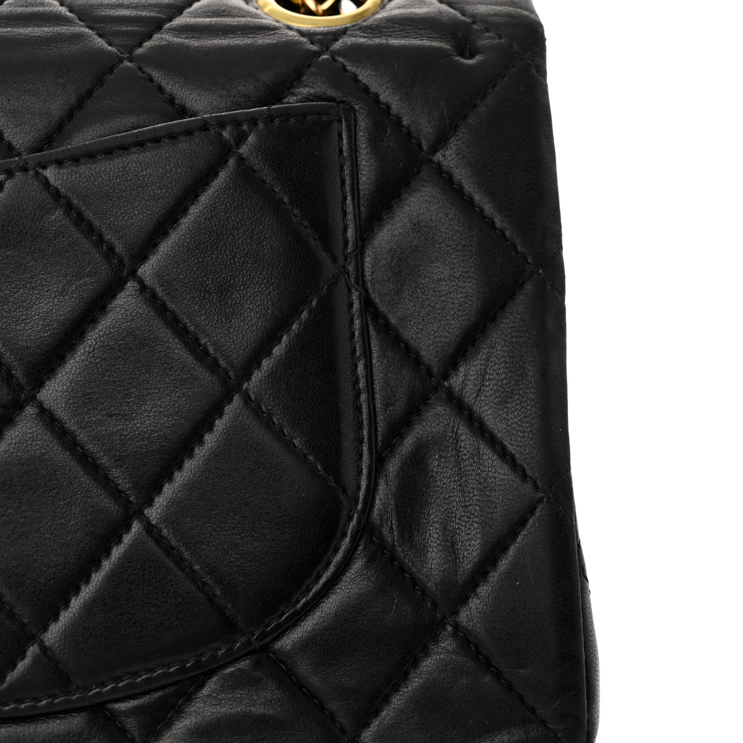 Lambskin Quilted Small Double Flap Black