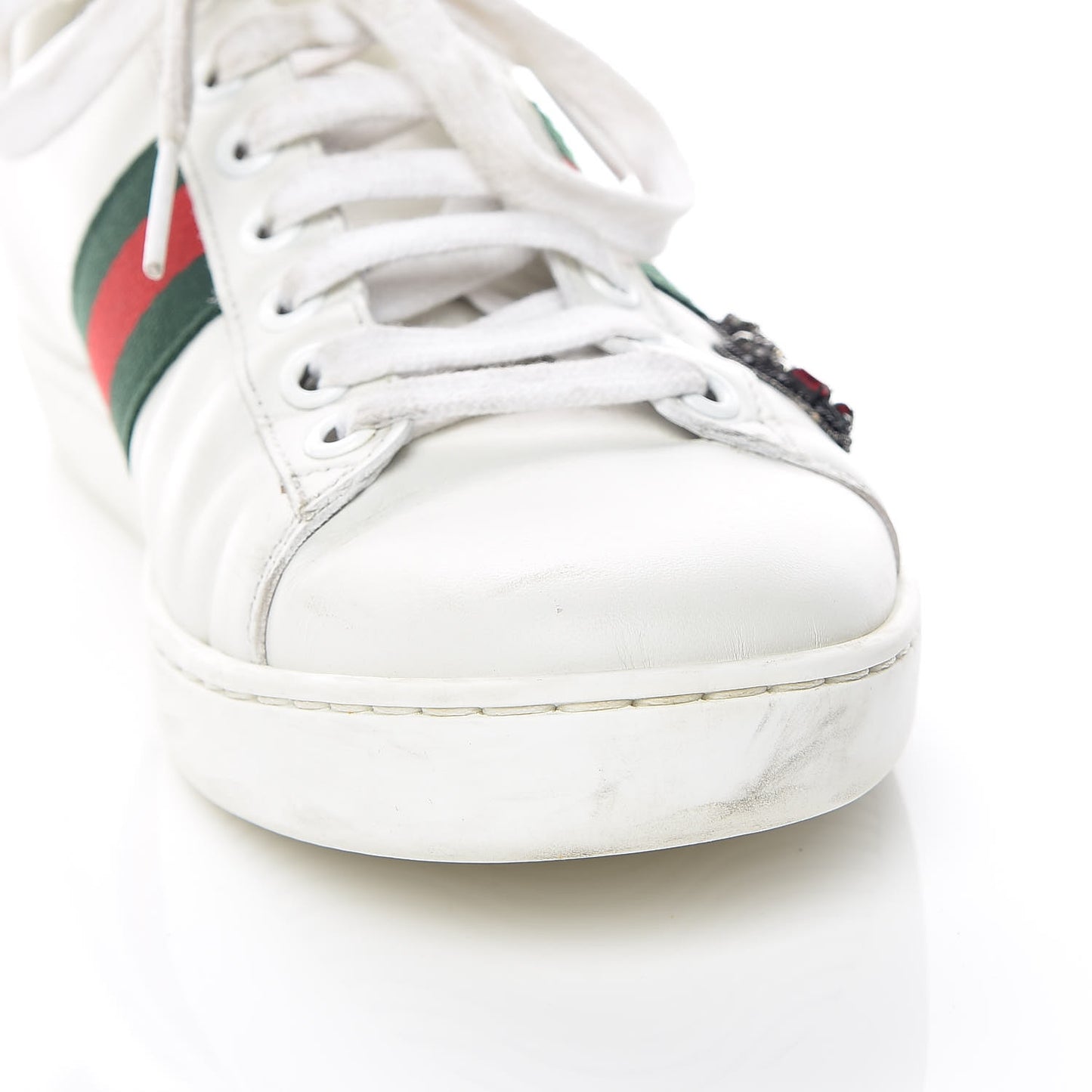 Calfskin Web Studded Arrow Ace Sneakers 36.5 White