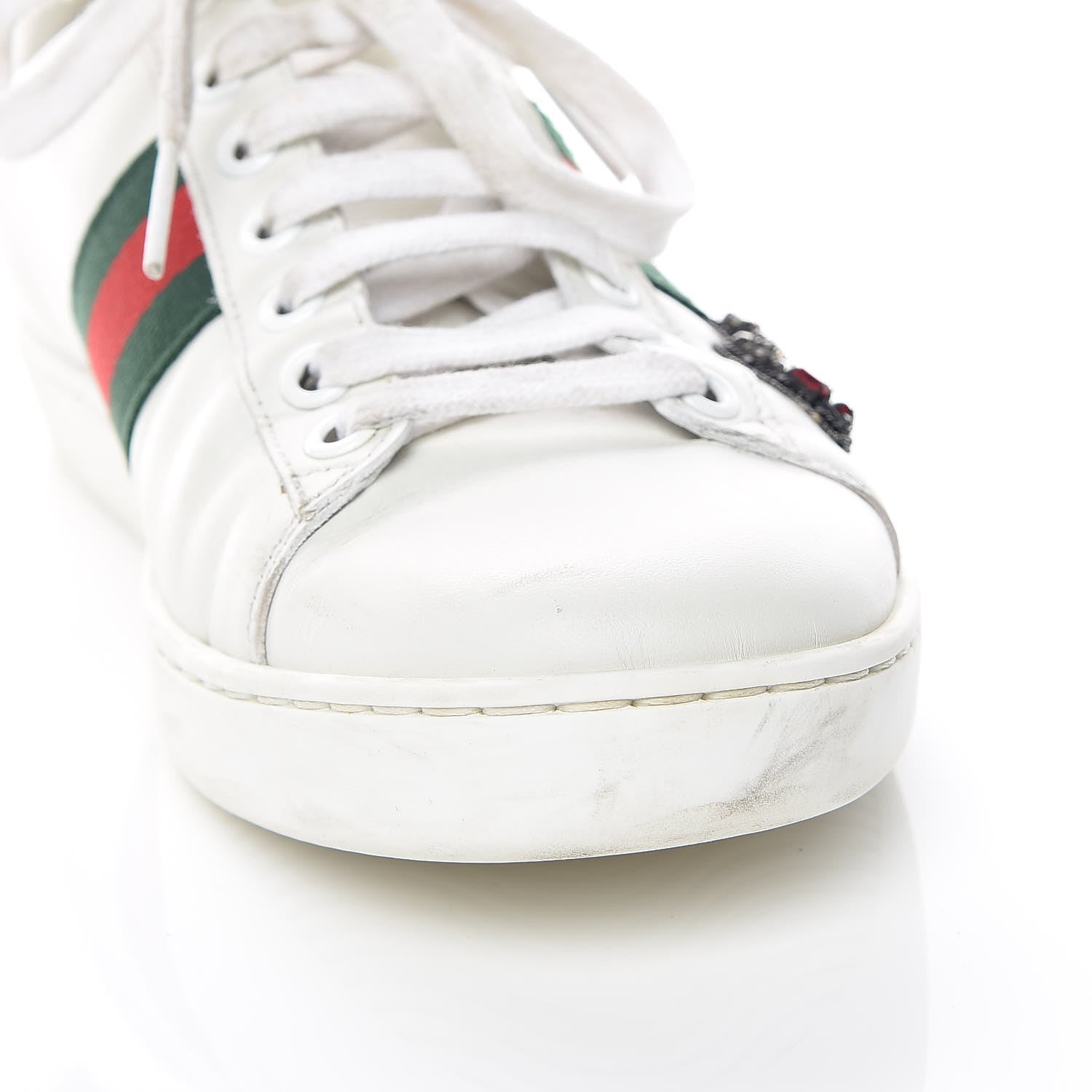 Gucci Calfskin Web Studded Arrow Ace Sneakers 36.5 White 10 of 15