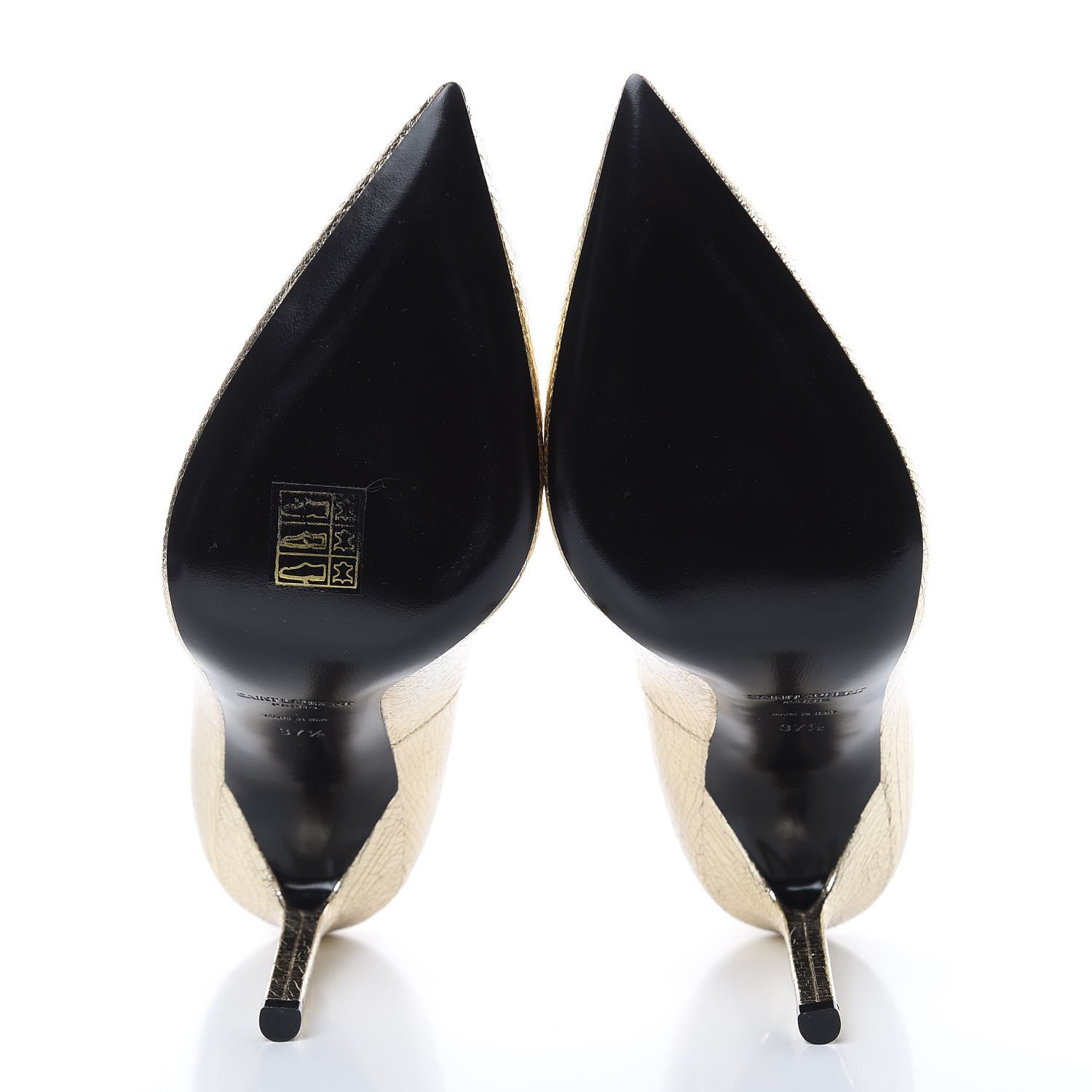 Saint Laurent Metallic Supercrack Calfskin Anja 150 Pumps 37.5 Gold 5 of 10