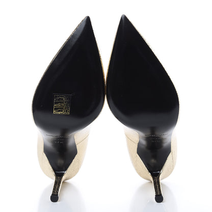 Saint Laurent Metallic Supercrack Calfskin Anja 150 Pumps 37.5 Gold 5 of 10